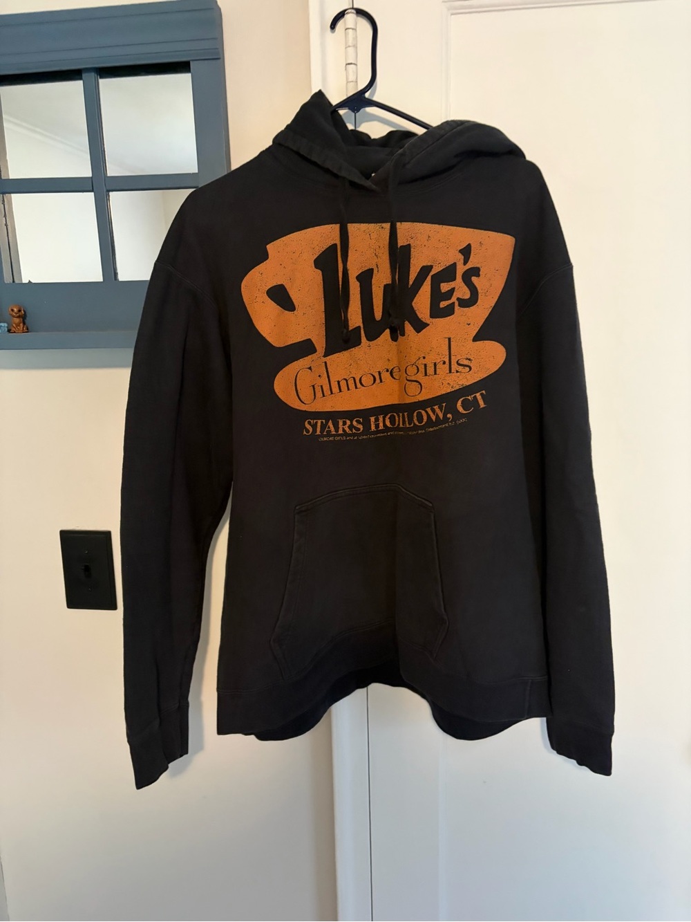 Gilmore Girls Port Black Hoodie with Orange Luke's coffee Logo